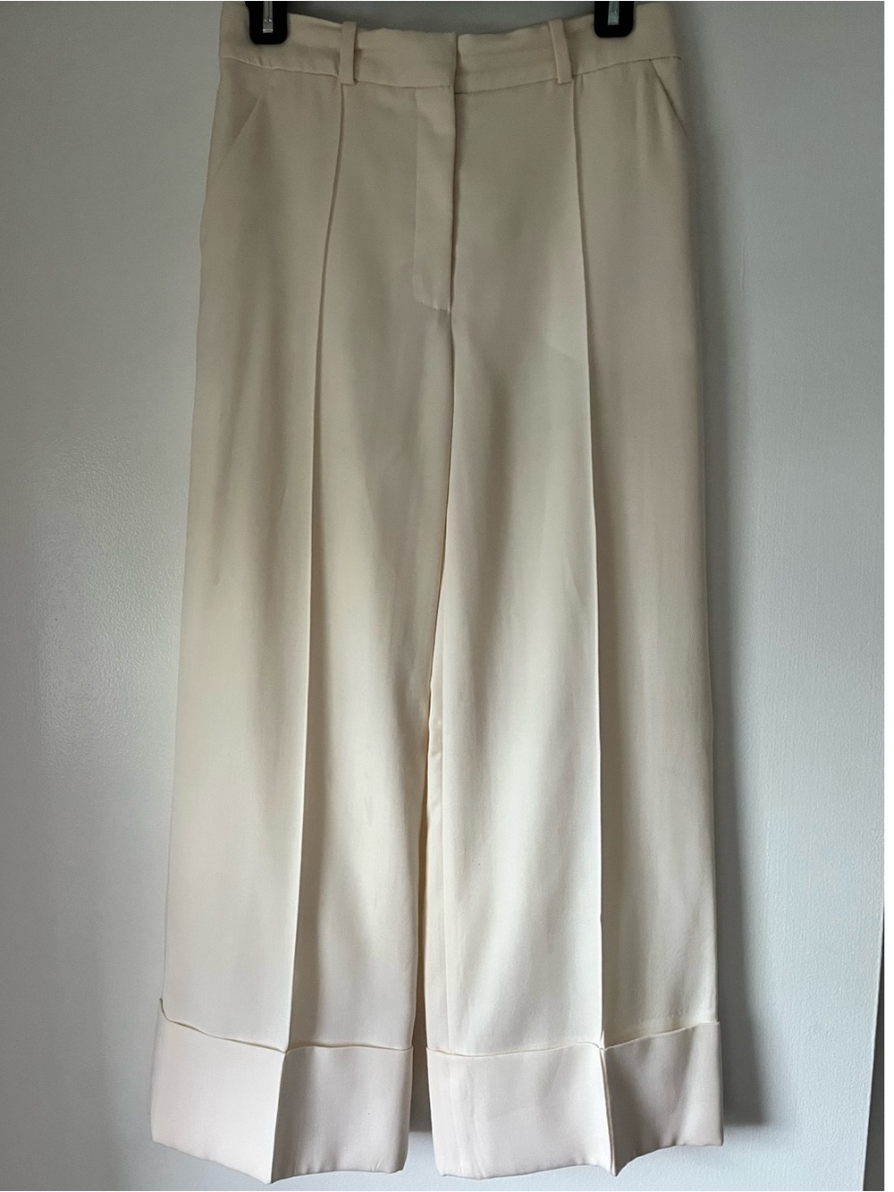 RACIL Virgin Wool Wide-Leg Cream Trousers
